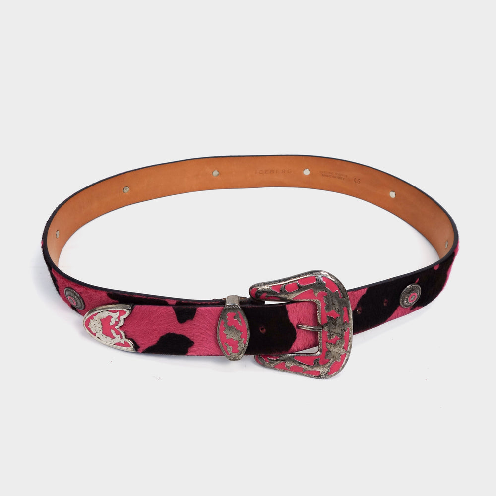 Iceberg Pink Cow Leather Belt 2000's