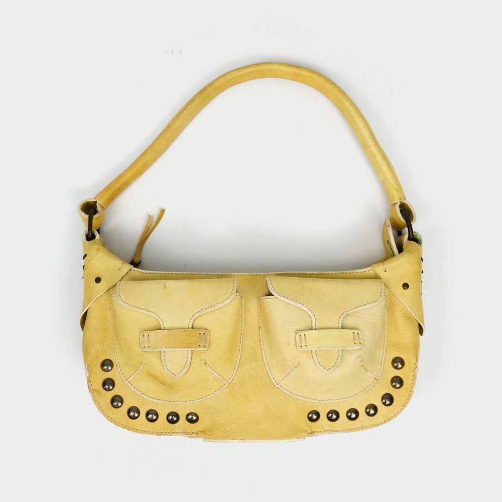 Cavalli Freedom Faded Yellow Leather Bag 2000's