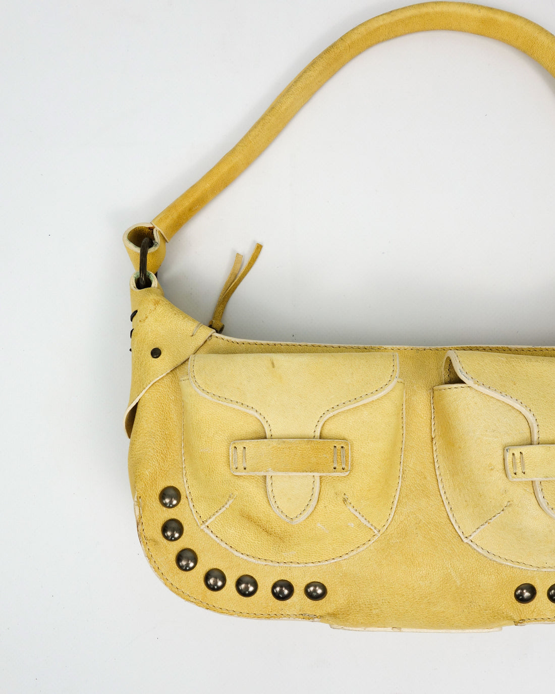 Cavalli Freedom Faded Yellow Leather Bag 2000's