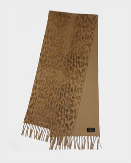 Dries Van Noten Leopard Print Cashmere Scarf 2000's