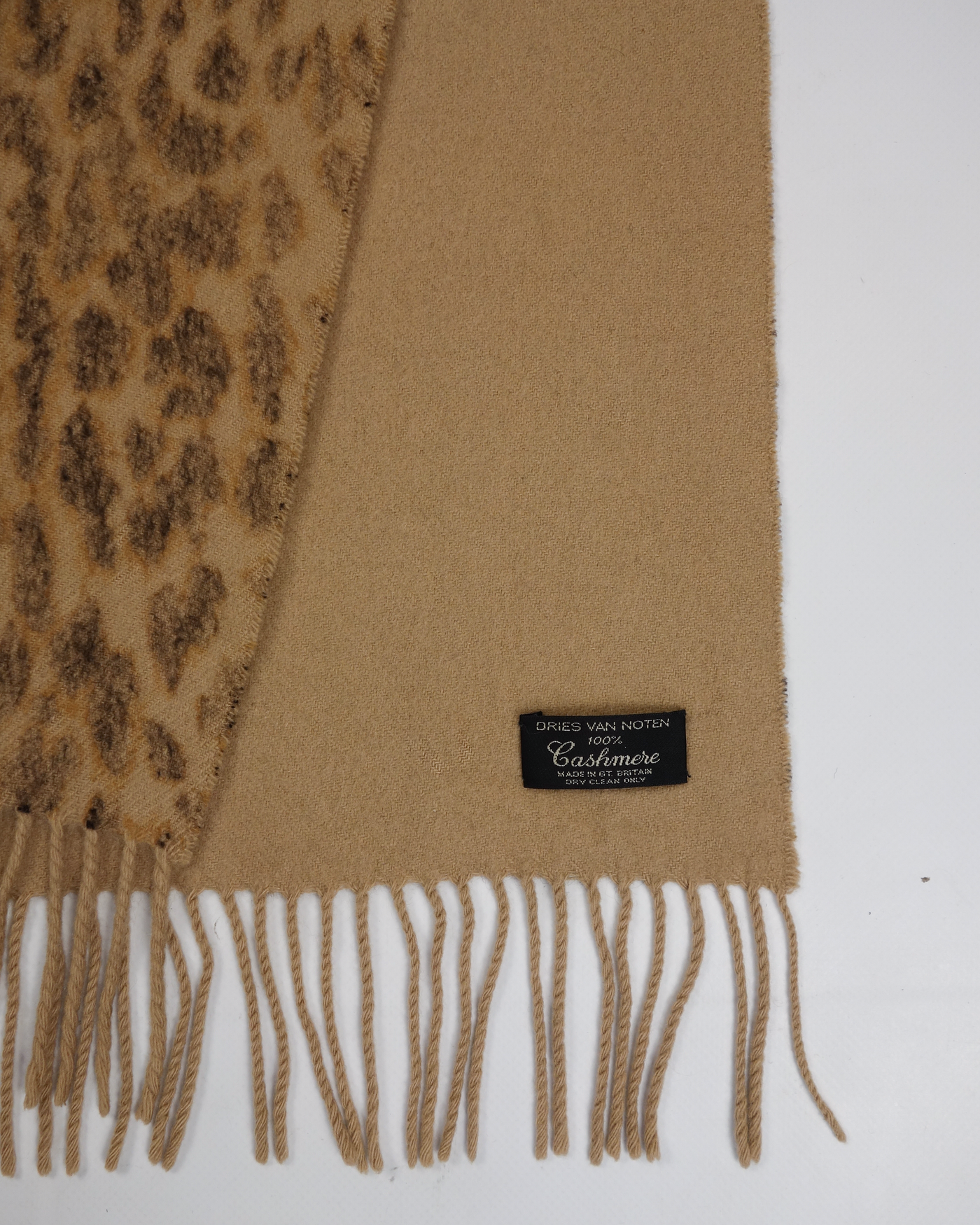 Dries Van Noten Leopard Print Cashmere Scarf 2000's