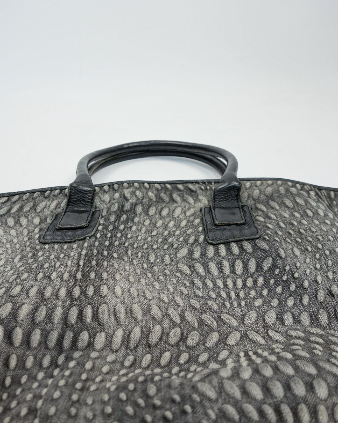 Diesel 3D Faded Denim + Leather Wide Bag 1990's