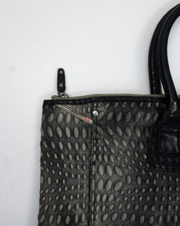 Diesel 3D Faded Denim + Leather Wide Bag 1990's