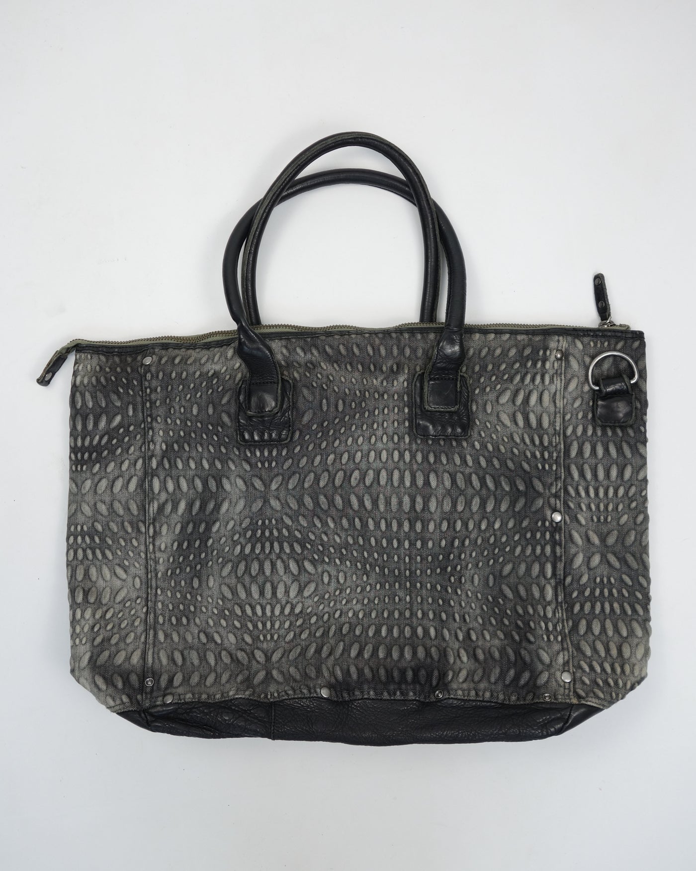 Diesel 3D Faded Denim + Leather Wide Bag 1990's