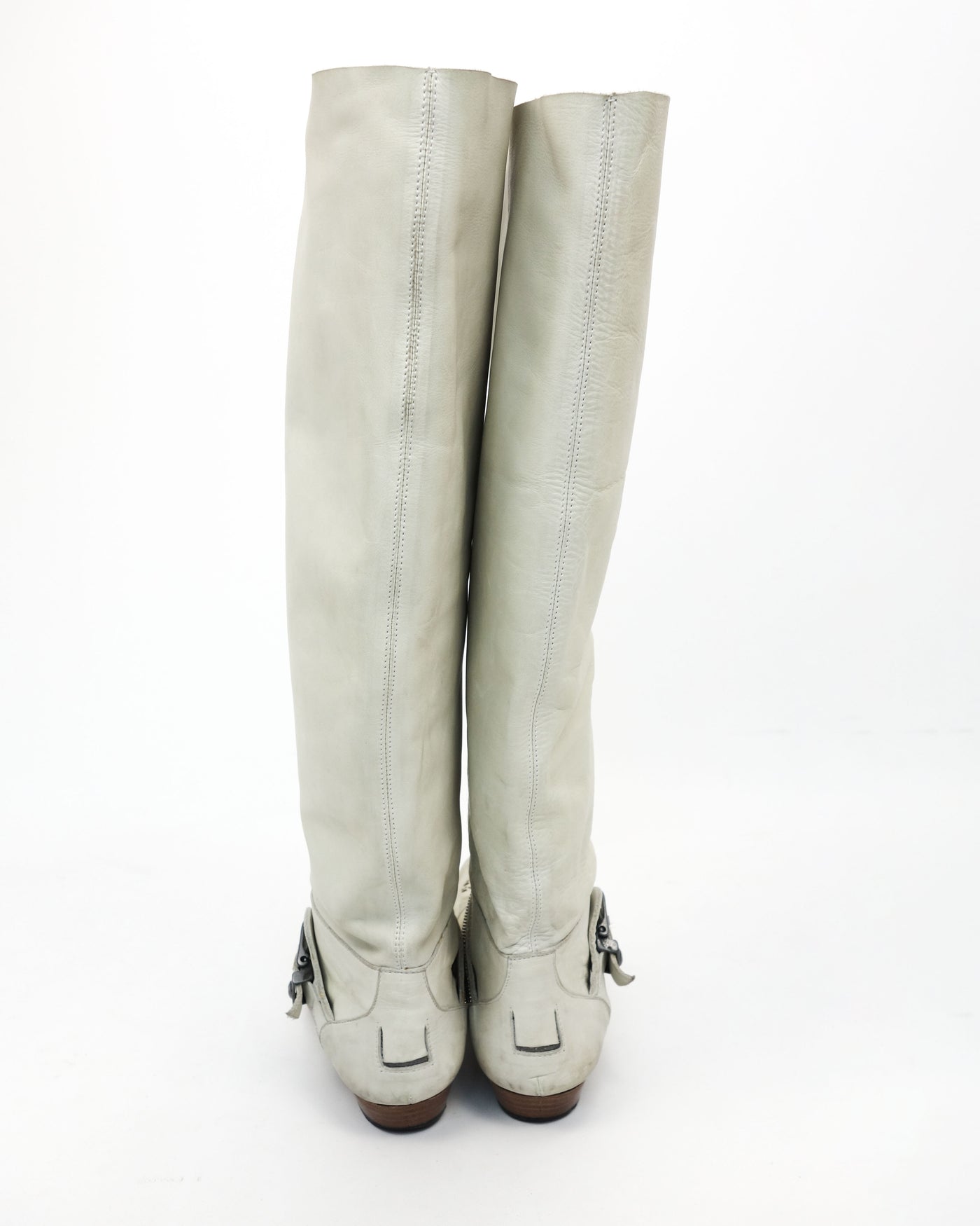 Marithé Francois Girbaud White Leather Country Boots 2000's