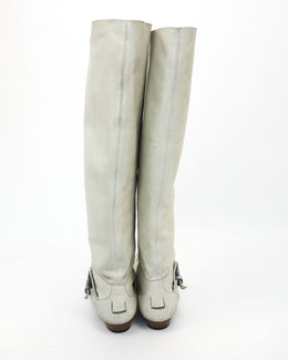 Marithé Francois Girbaud White Leather Country Boots 2000's