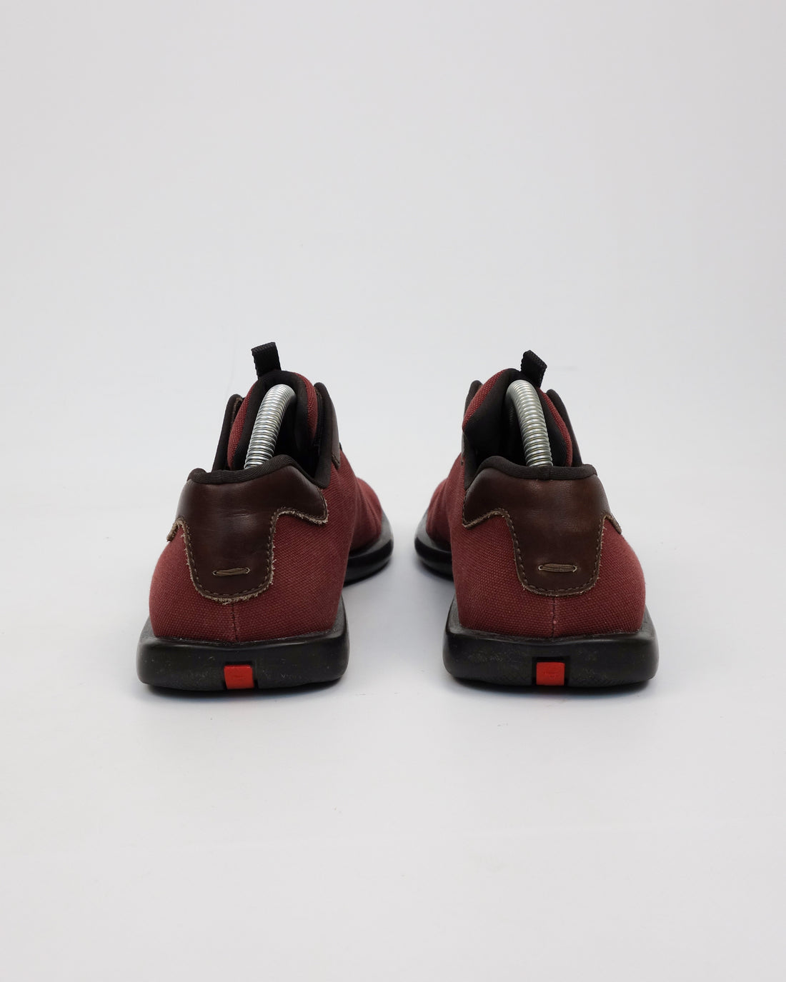 Prada Burgundy Canvas Leather Applications Shoes 1990's