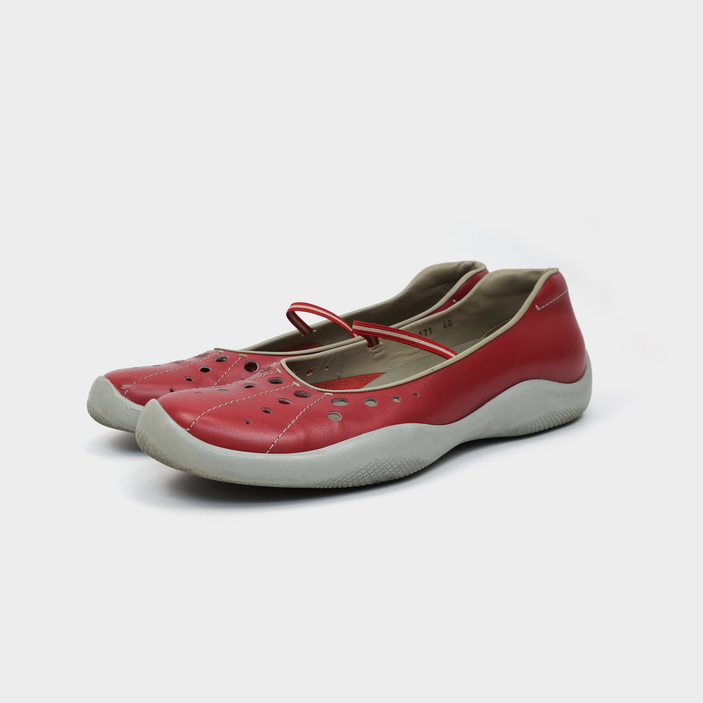 Prada Perforated Red Ballerina Flats 2000's