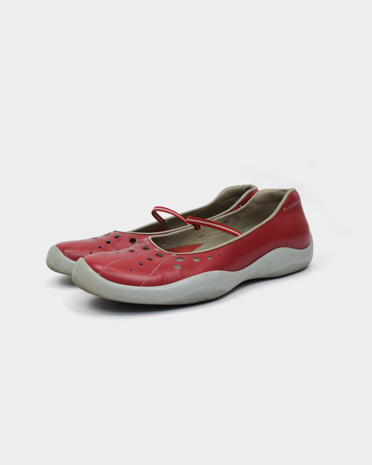 Prada Perforated Red Ballerina Flats 2000's