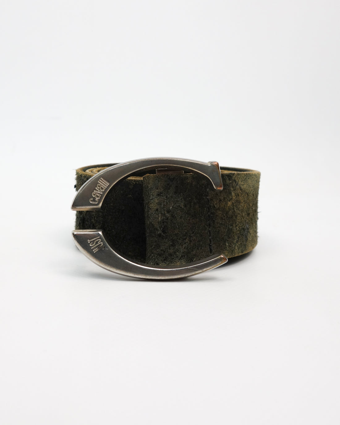 Roberto Cavalli Deep Green Suede Belt 1990's