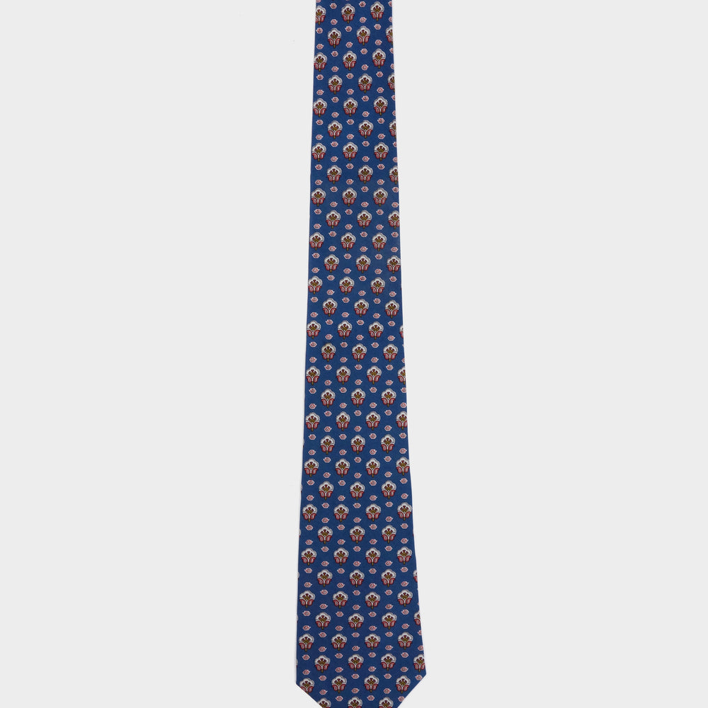 Yves Saint Laurent Blue Print Silk Tie (Made in England) 1990´s