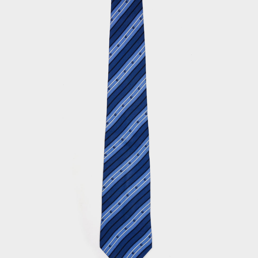 Loewe IVY Stripes Blue Silk Tie 1990's