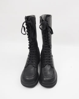 Jil Sander Navy Black Leather High Boots 2000's