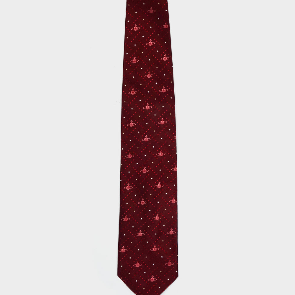 Vivienne Westwood Burgundy Logo Tie 2000's