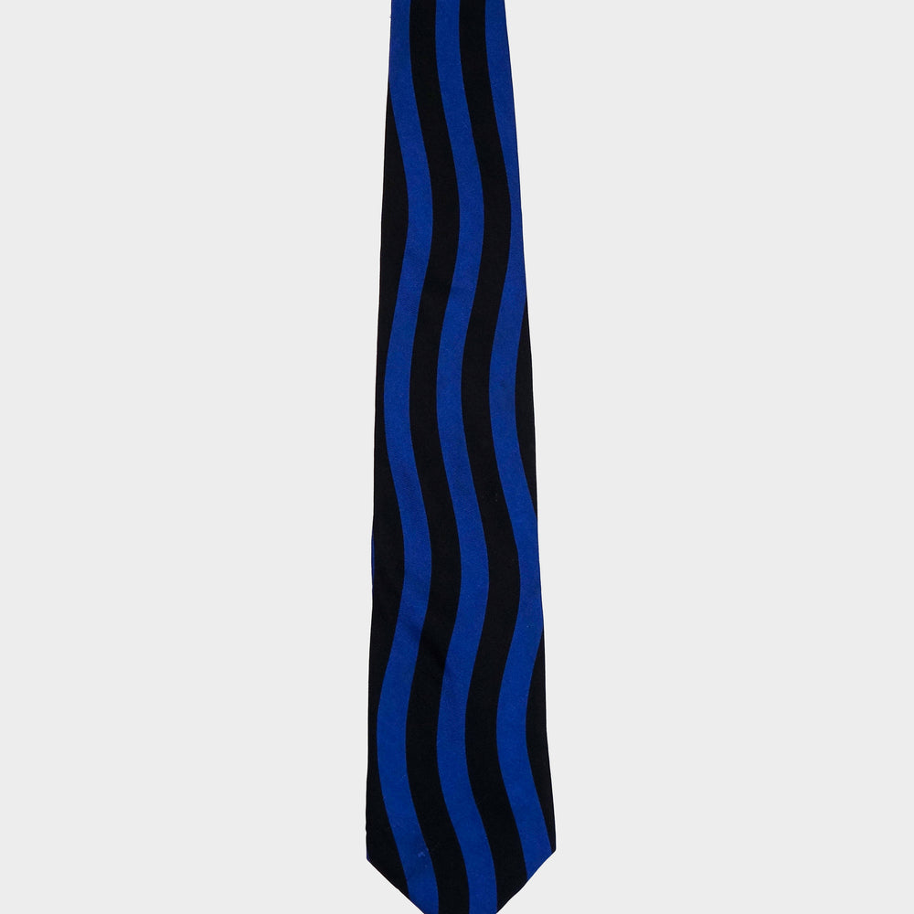 Thierry Mugler Curved Stripes Silk Tie 1990's