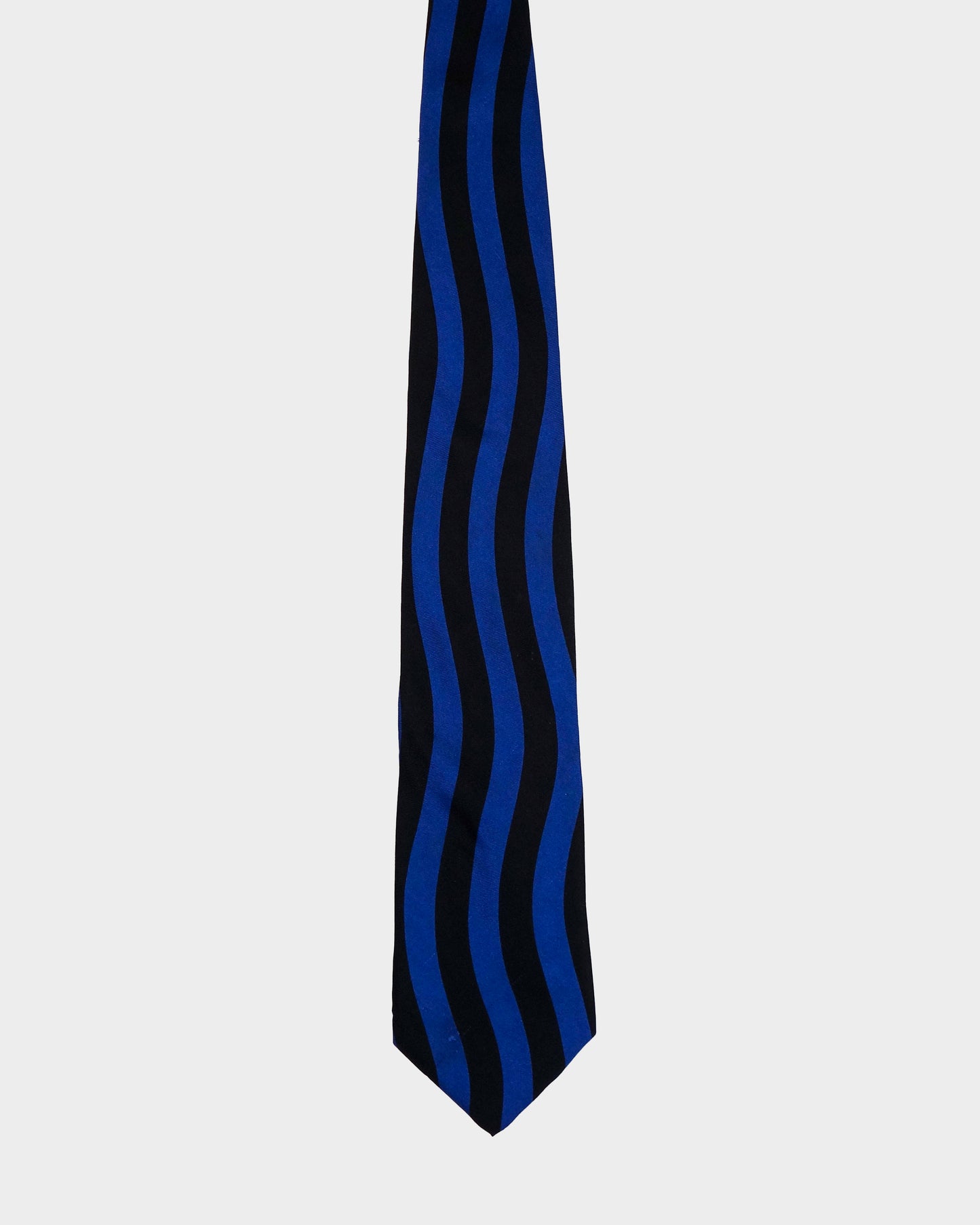 Thierry Mugler Curved Stripes Silk Tie 1990's