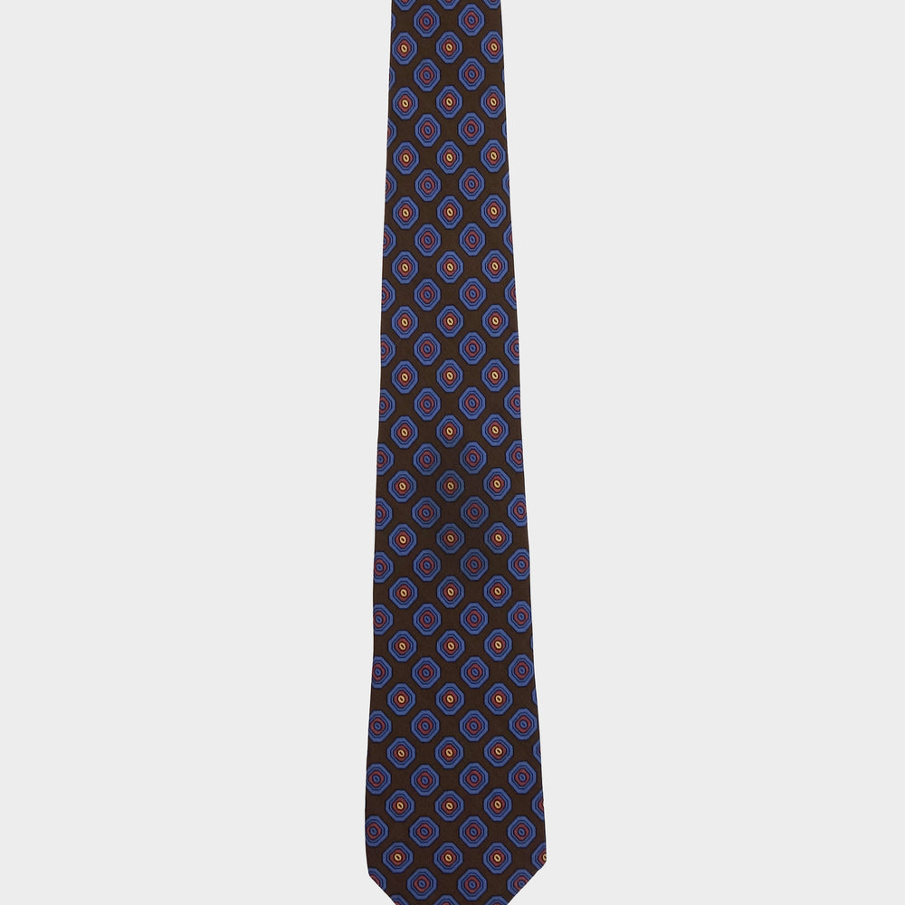 Yves Saint Laurent Brown Print Silk Tie 1990´s