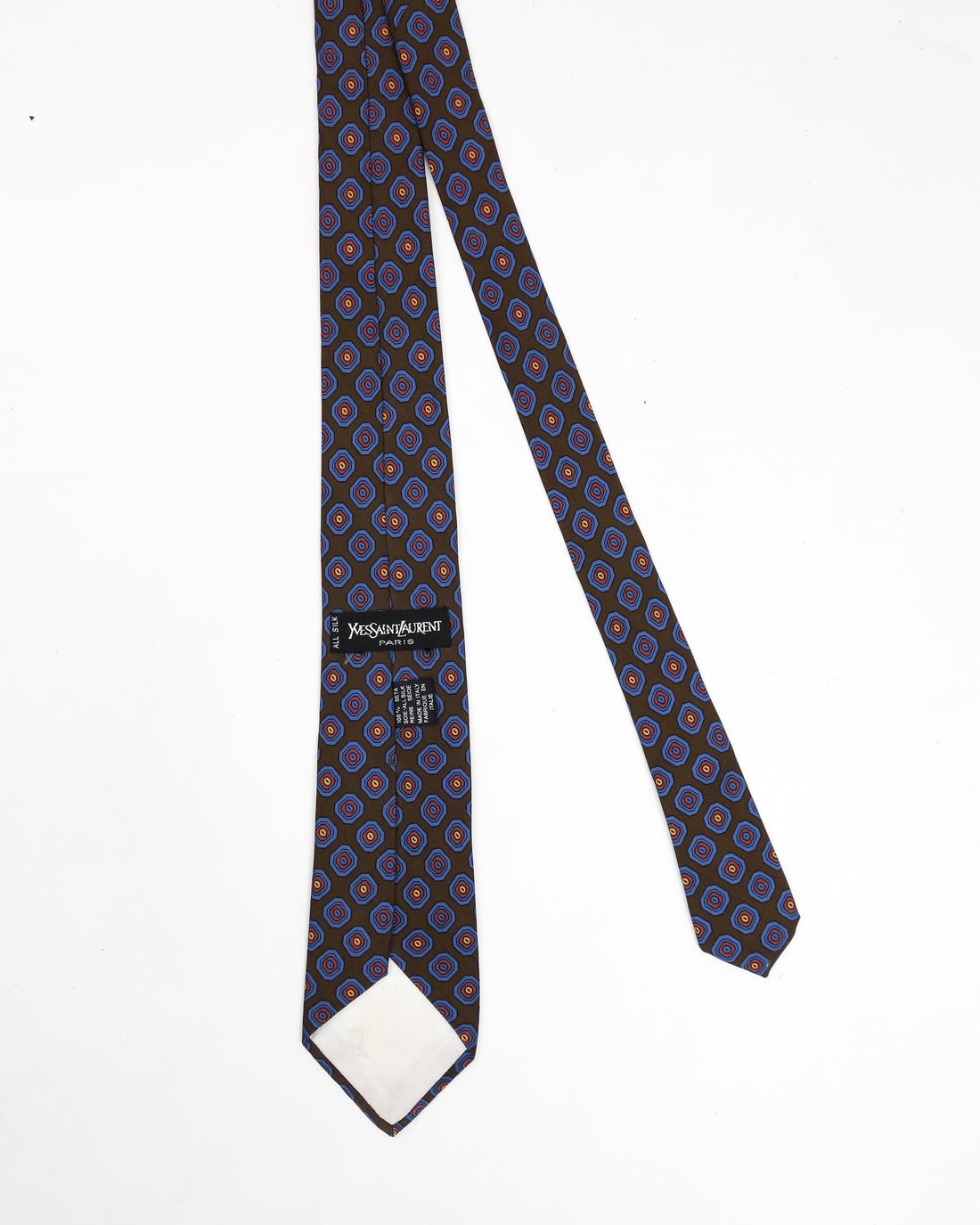 Yves Saint Laurent Brown Print Silk Tie 1990´s