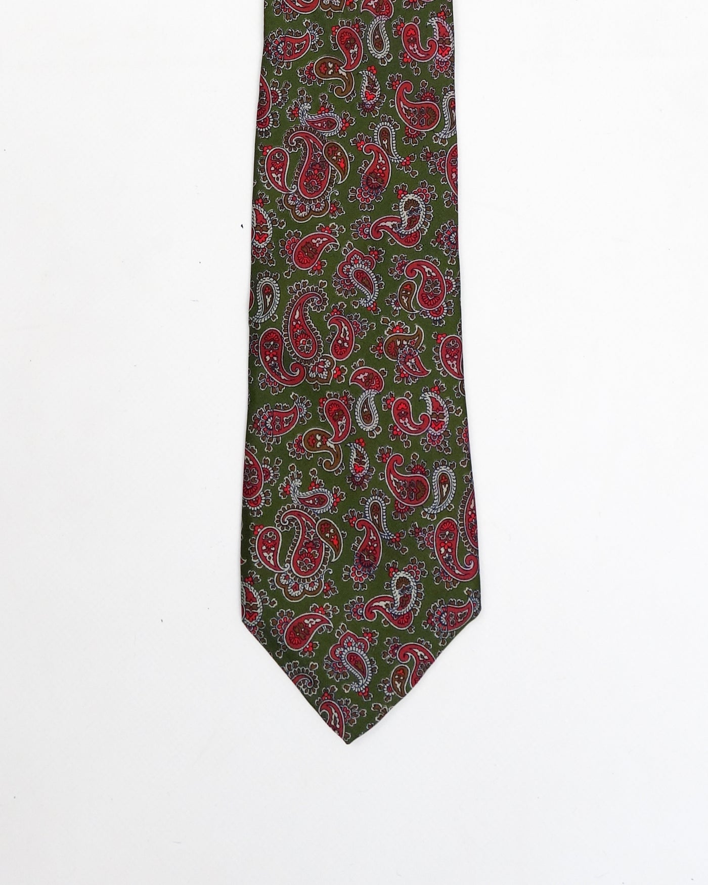 Yves Saint Laurent Green Parsley Silk Tie 1990's