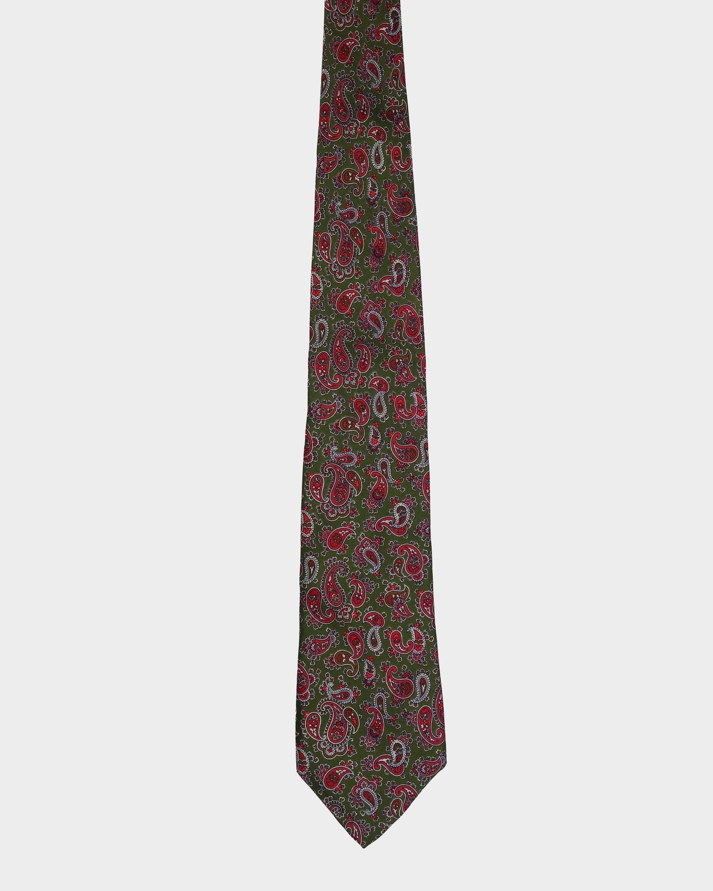 Yves Saint Laurent Green Parsley Silk Tie 1990's