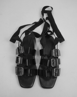 Jil Sander "Drake" Black Leather Sandals 2000's