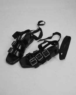 Jil Sander "Drake" Black Leather Sandals 2000's