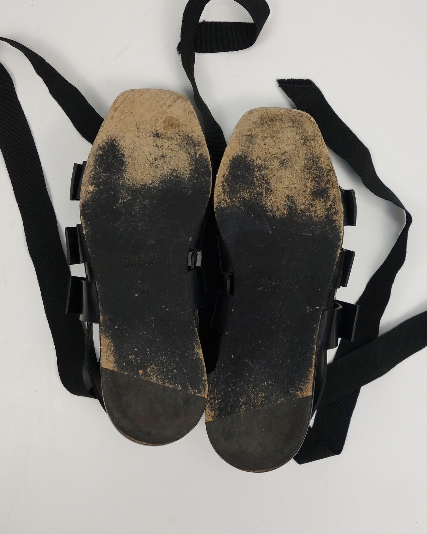 Jil Sander "Drake" Black Leather Sandals 2000's