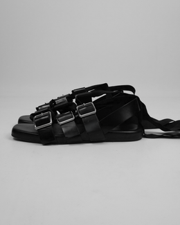 Jil Sander "Drake" Black Leather Sandals 2000's