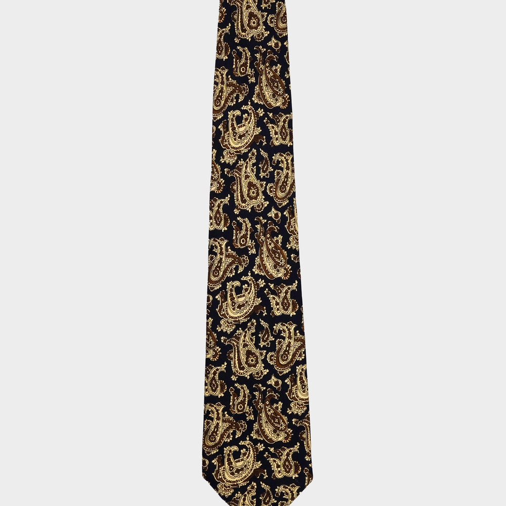 Yves Saint Laurent Gold Parsley Print Silk Tie 1990´s