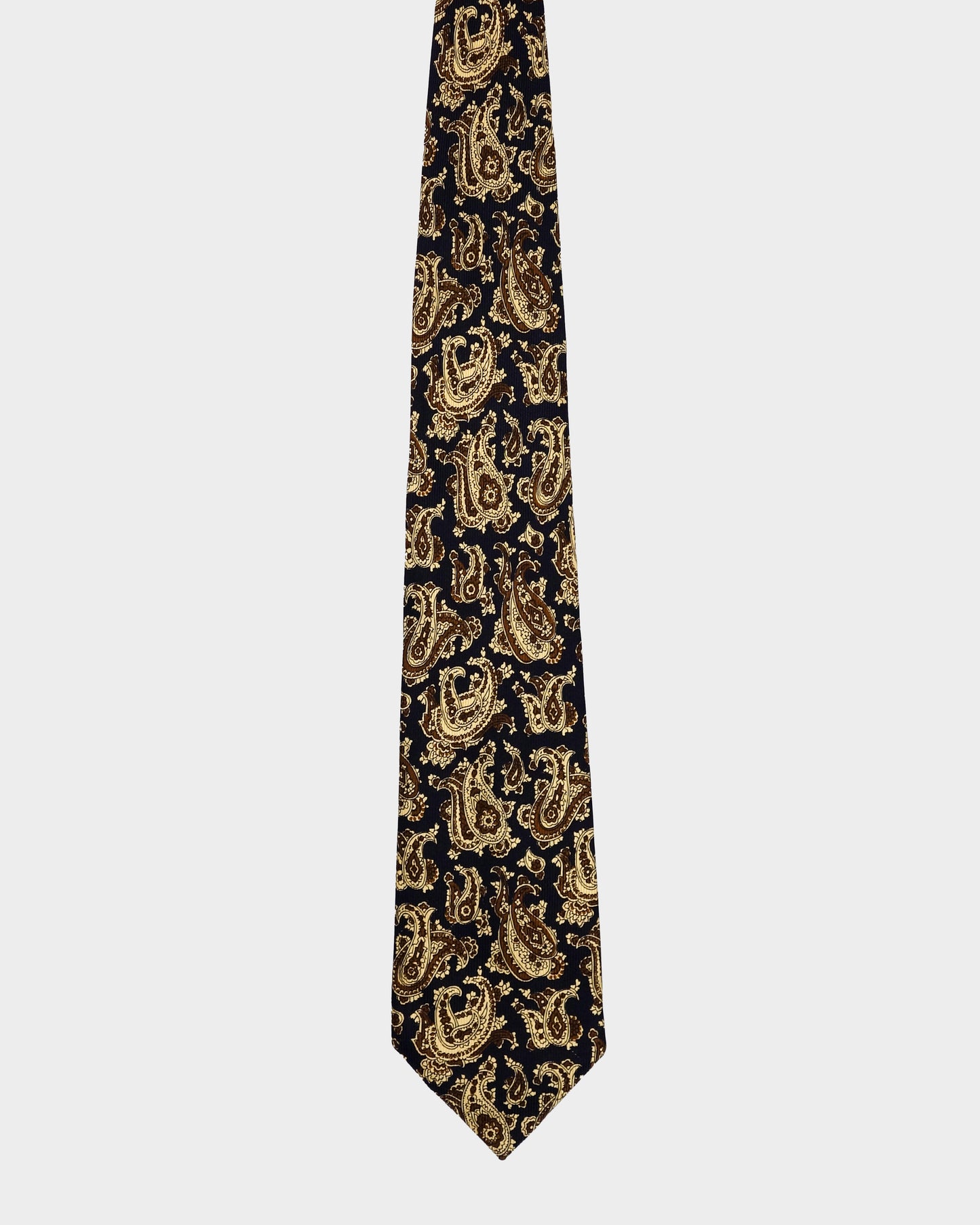 Yves Saint Laurent Gold Parsley Print Silk Tie 1990´s