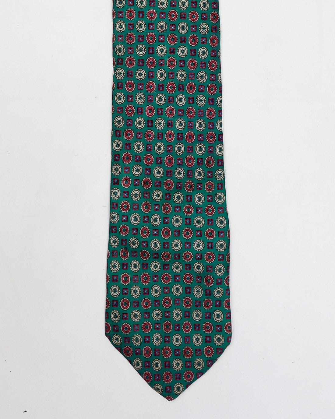 Armani Green Patterned Silk Tie 2000's