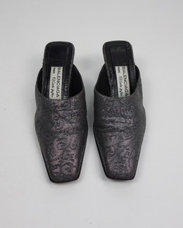 Balenciaga Silver Motif Mules 1990's