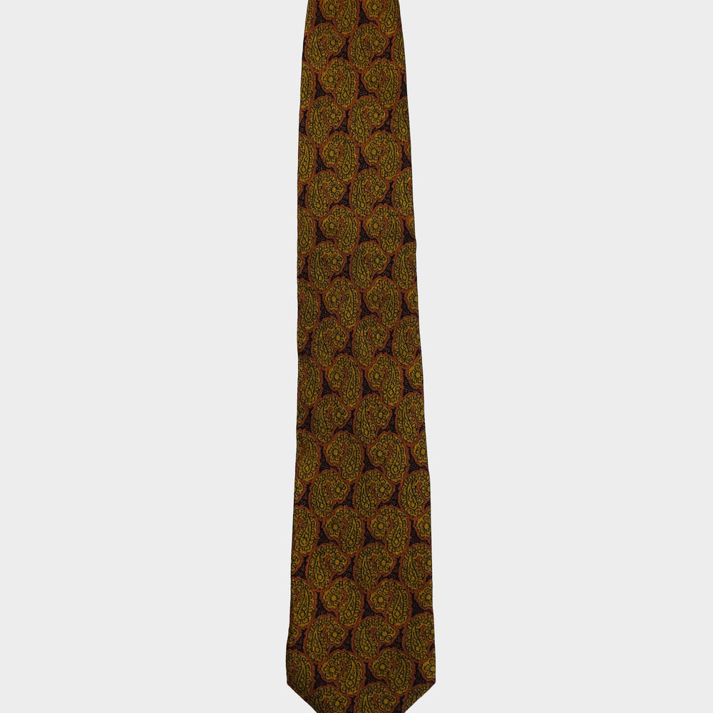 Armani Golden Parsley Print Silk Tie 2000's