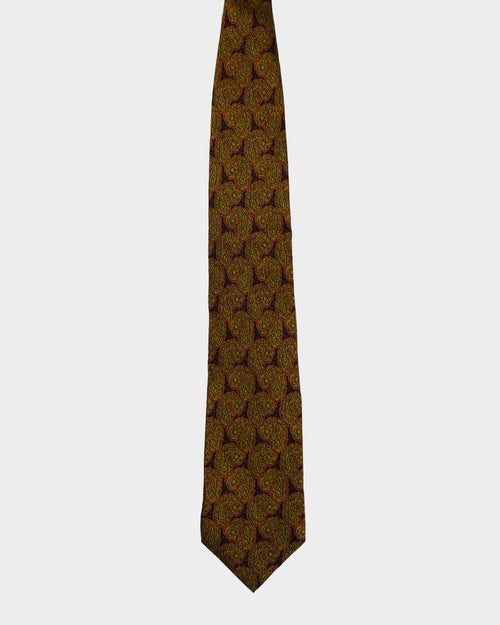 Armani Golden Parsley Print Silk Tie 2000's - Vintagetts