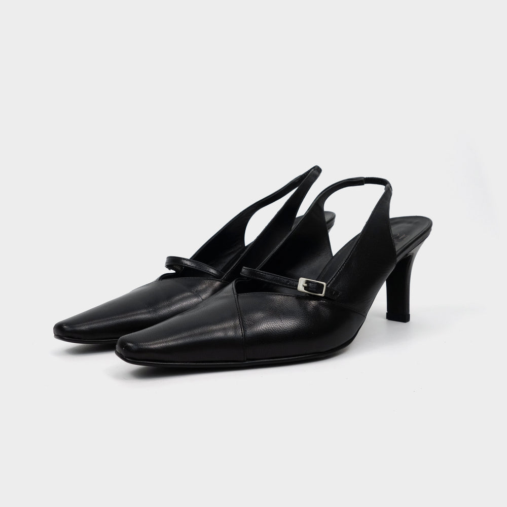 Tion By Kansai Yamamoto Black Leather Shoes 1990’s