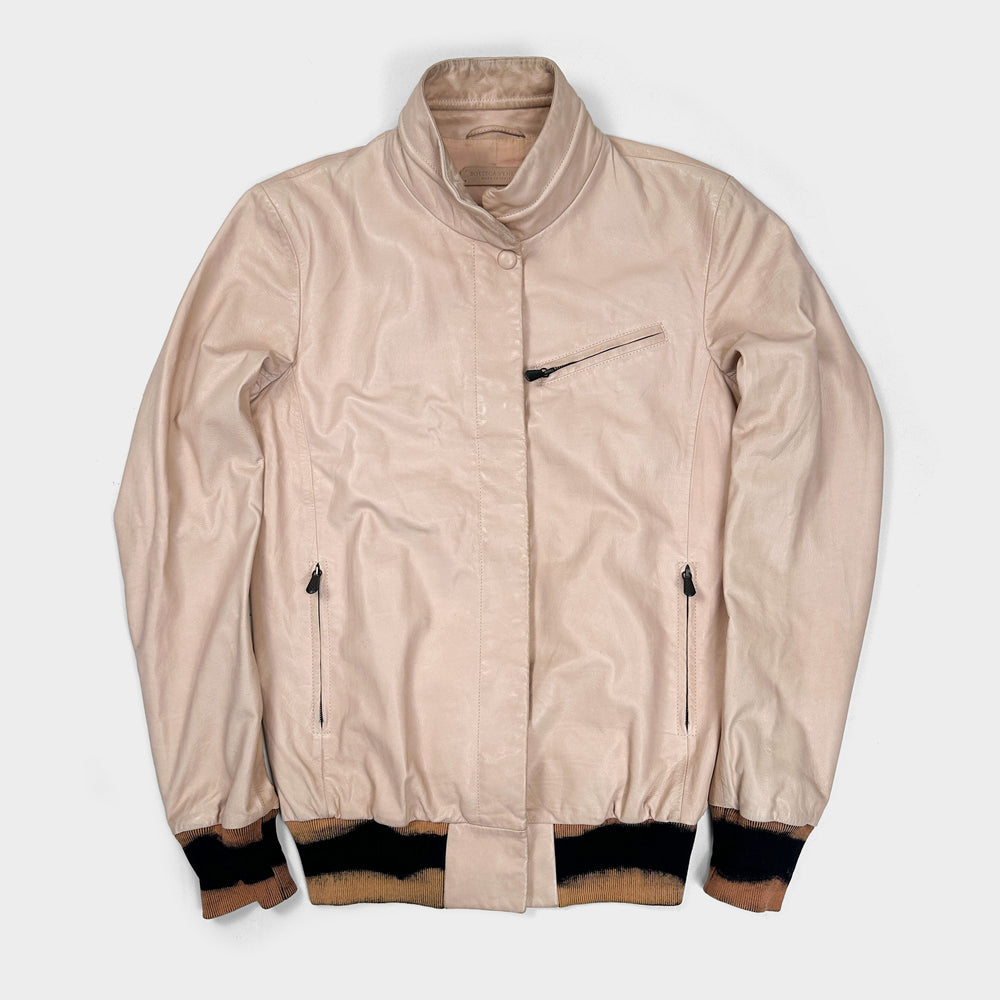 Bottega Veneta Light Pink Leather Jacket 2000's