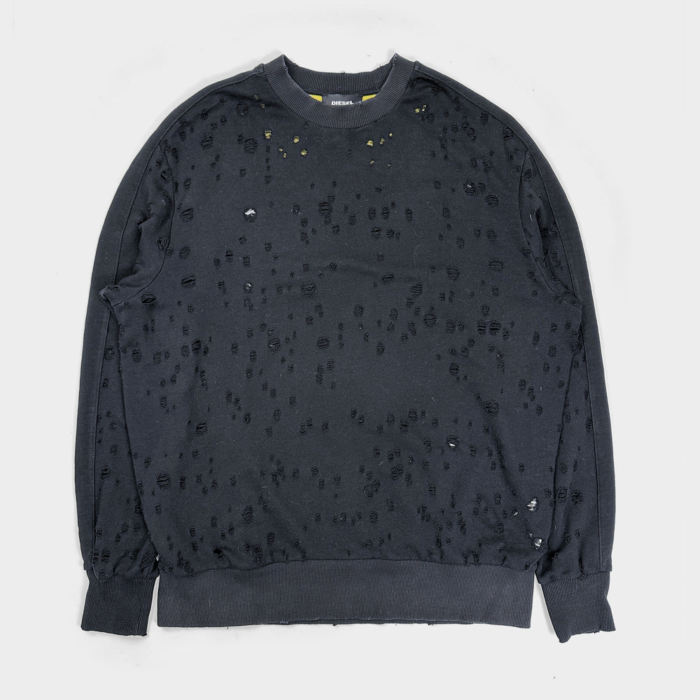 Diesel Black Destroyed Crewneck 2000's