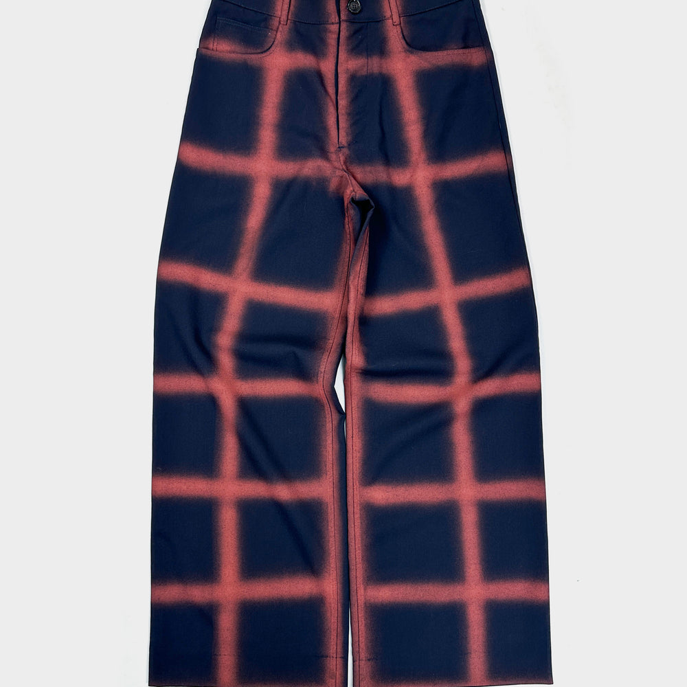 Marni Wool Navy Blue Spray Wide Leg pants FW 2021