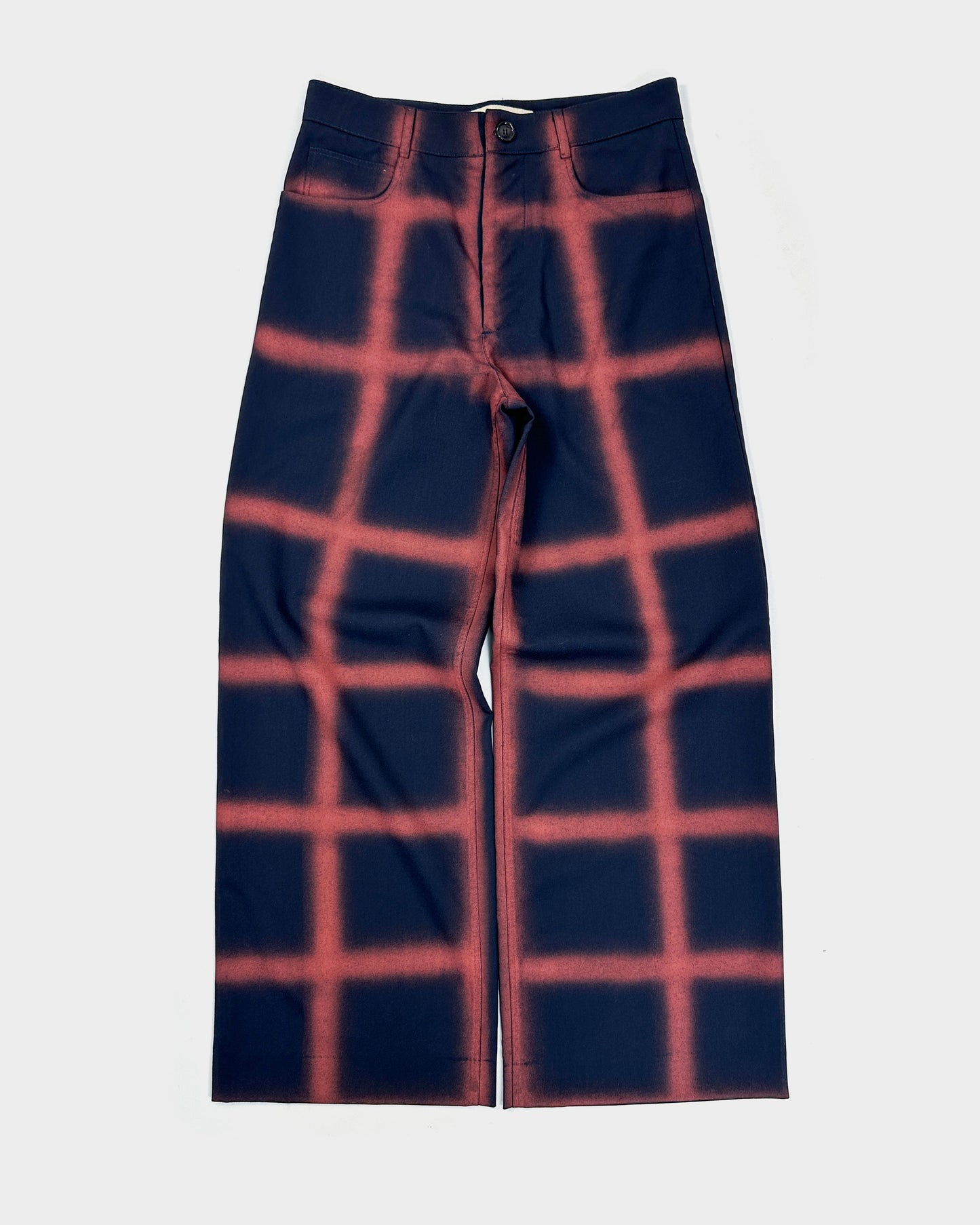 Marni Wool Navy Blue Spray Wide Leg pants FW 2021