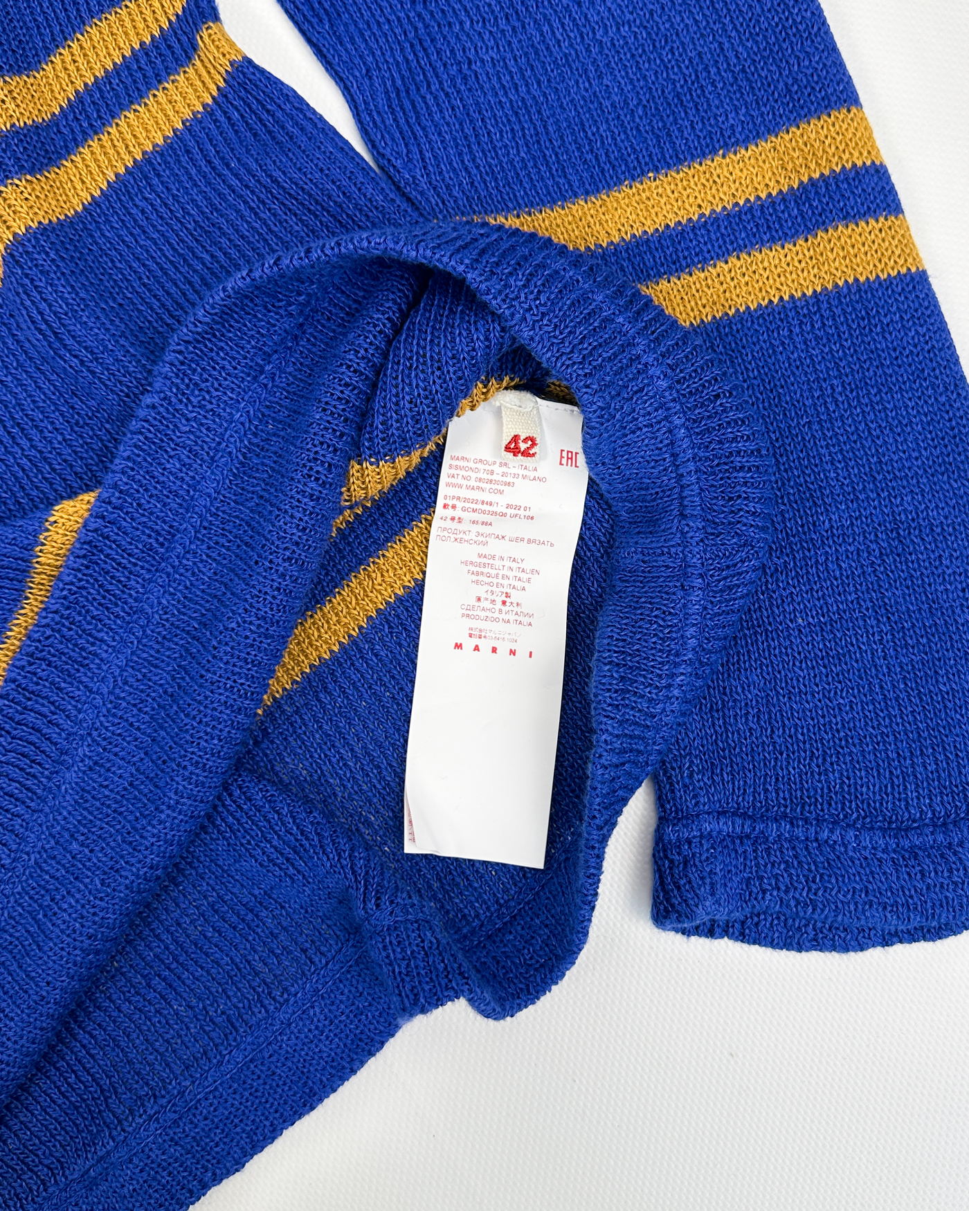 Marni Blue Striped Linen Knit S/S 2022