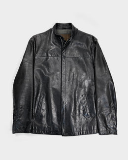 Diesel Black Soft Leather Zipped Jacket 1990's