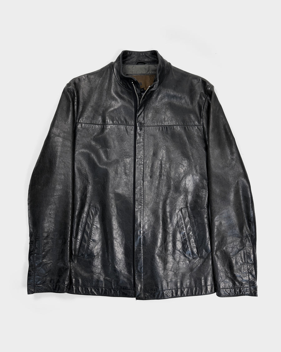 Diesel Black Soft Leather Zipped Jacket 1990's