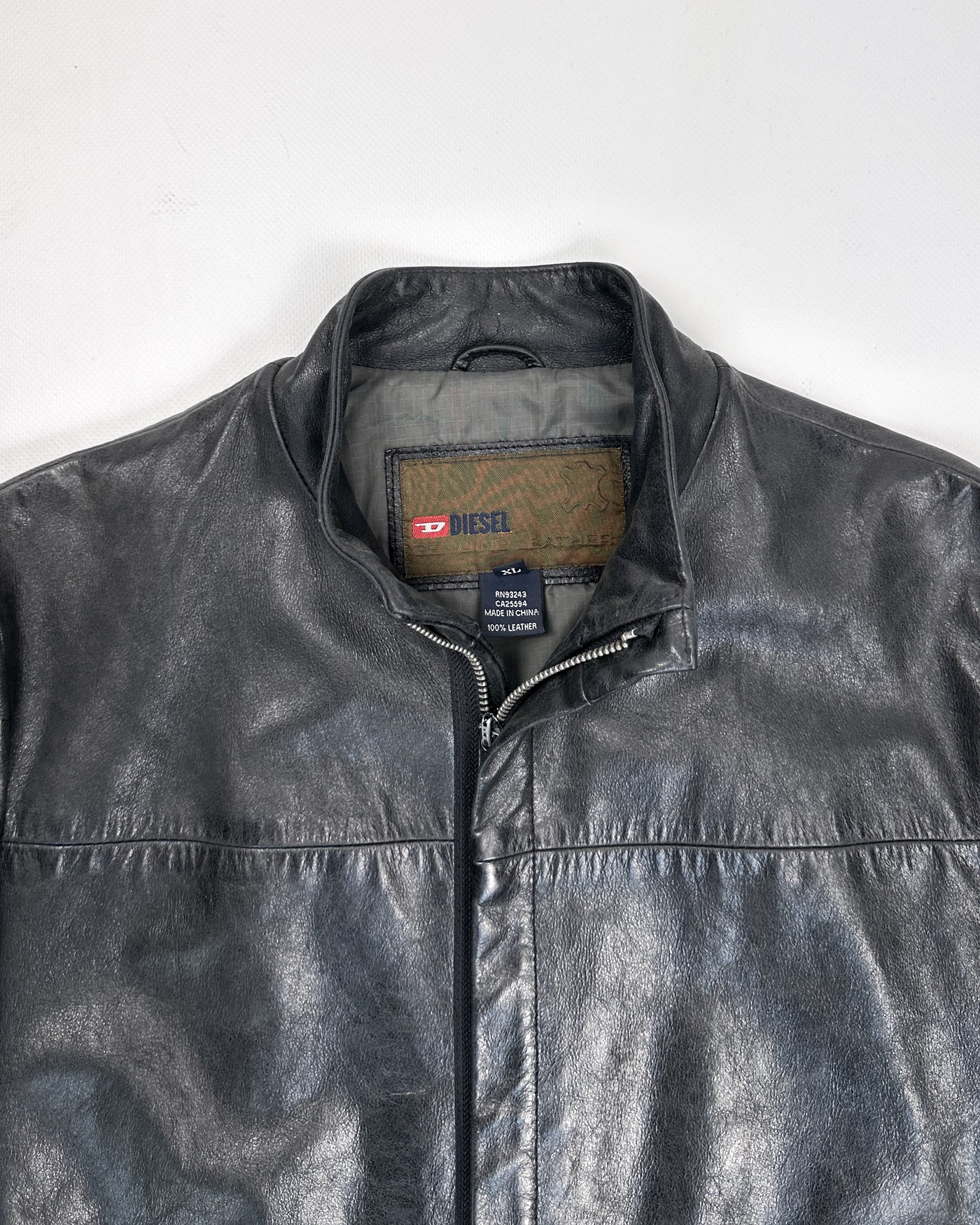 Diesel Black Soft Leather Zipped Jacket 1990's