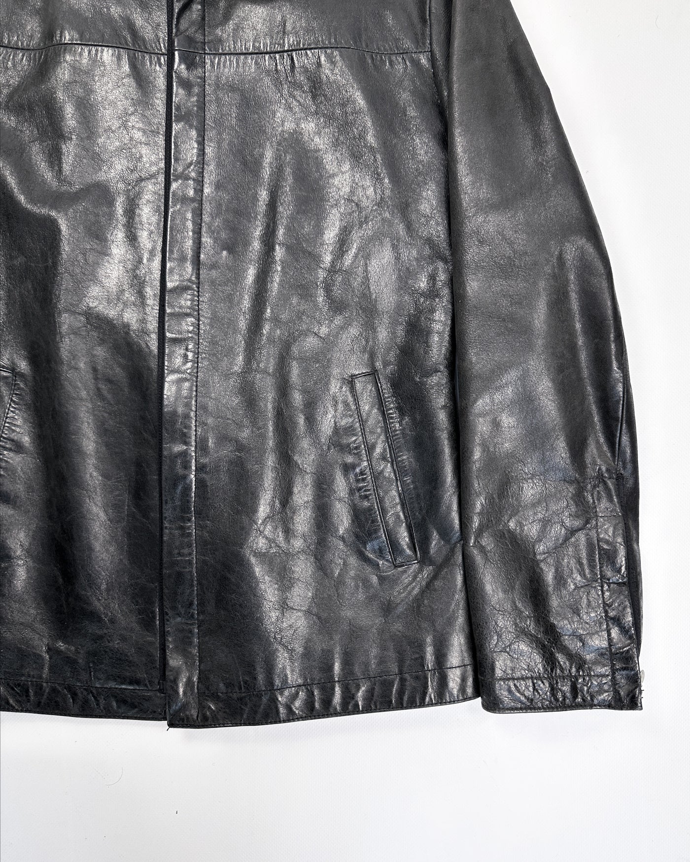 Diesel Black Soft Leather Zipped Jacket 1990's