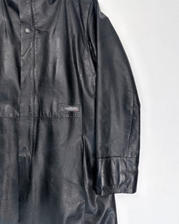 Diesel Black Light Leather Long Coat Jacket 1990's