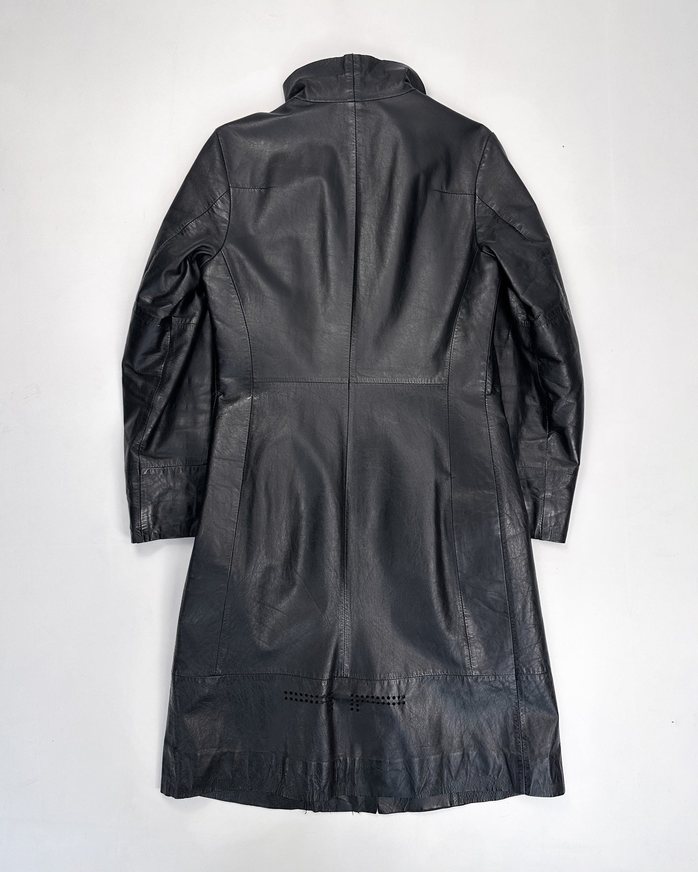 Diesel Black Light Leather Long Coat Jacket 1990's