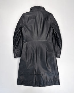 Diesel Black Light Leather Long Coat Jacket 1990's