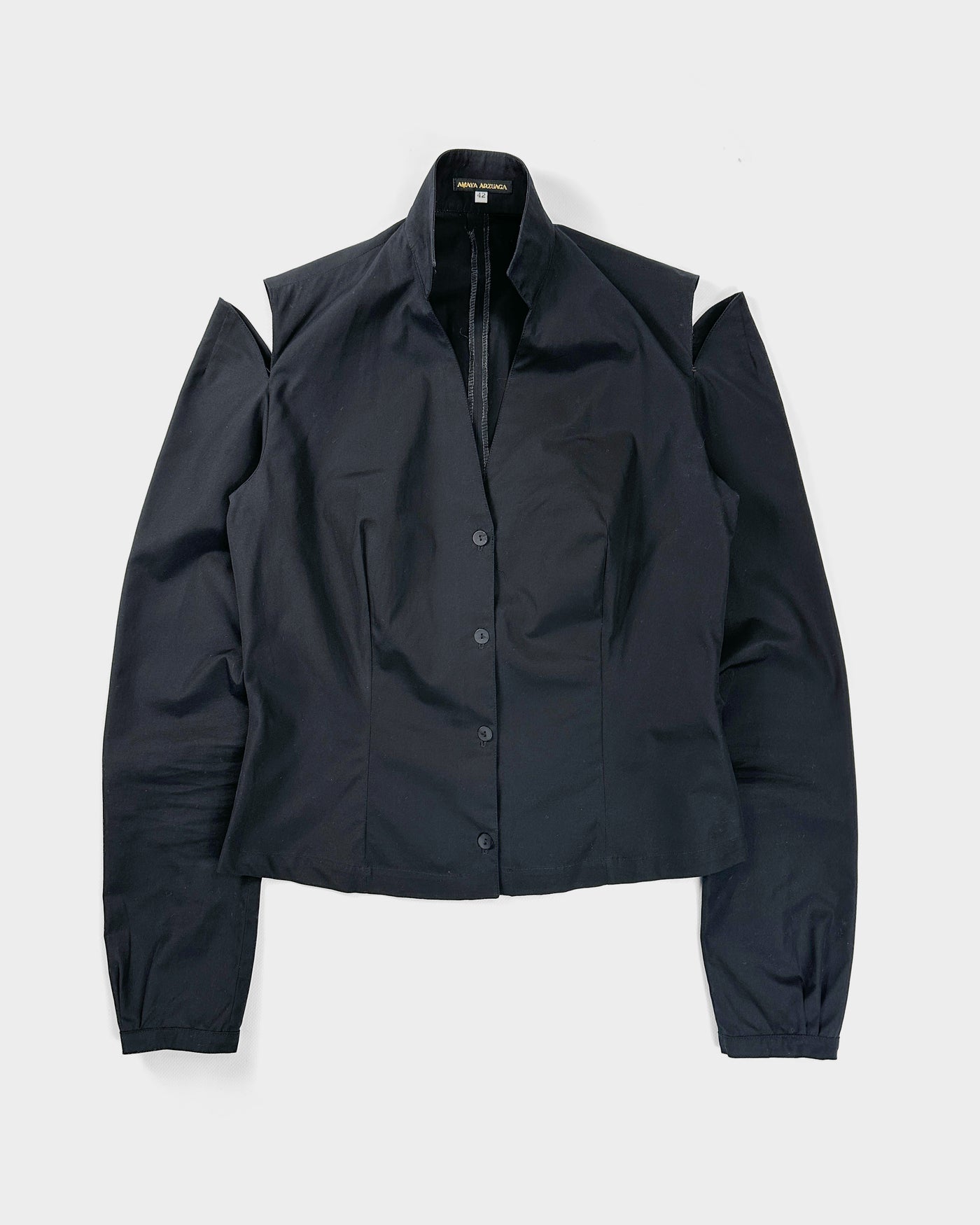 Amaya Arzuaga Black Cotton Deconstructed Top 2000's