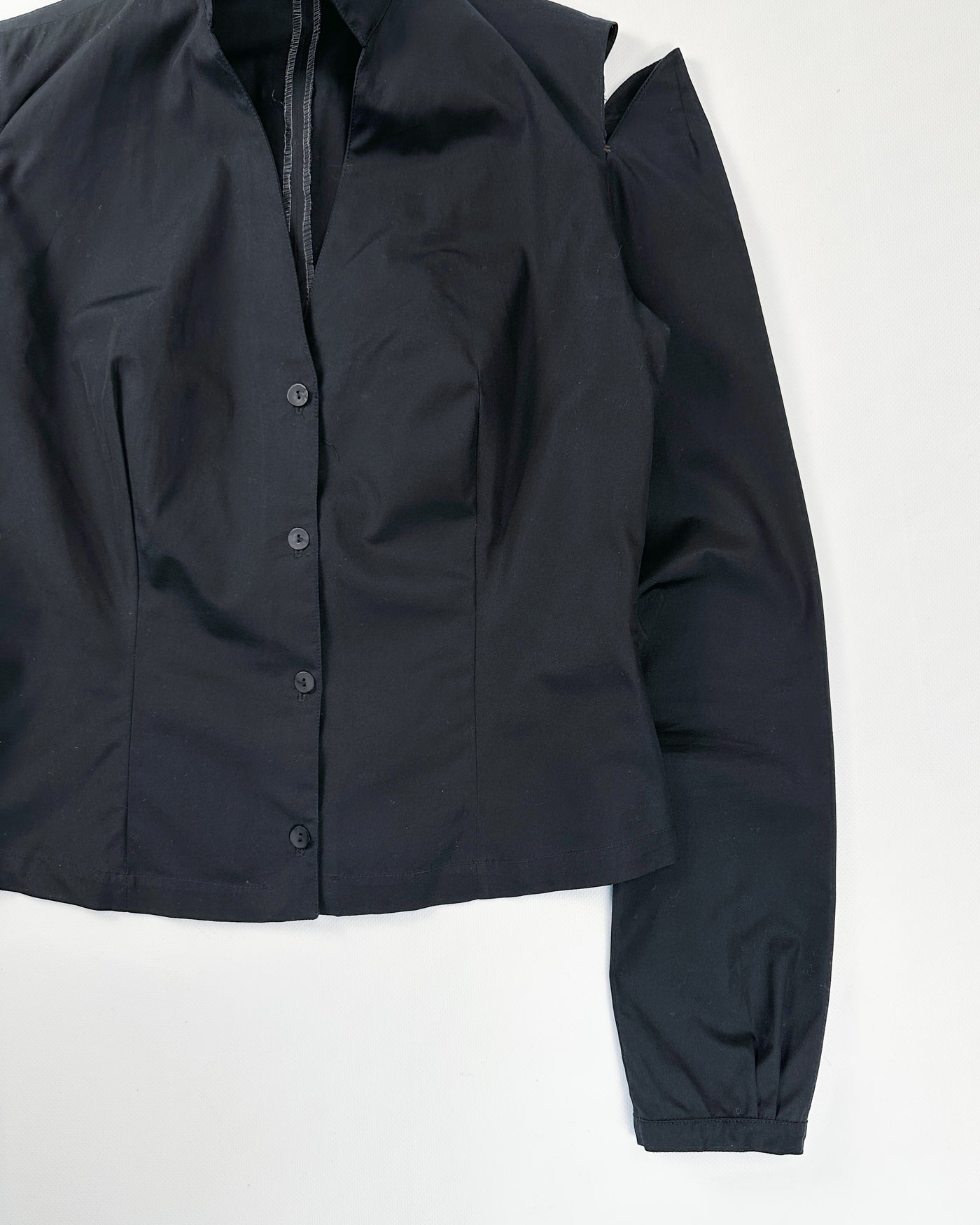 Amaya Arzuaga Black Cotton Deconstructed Top 2000's