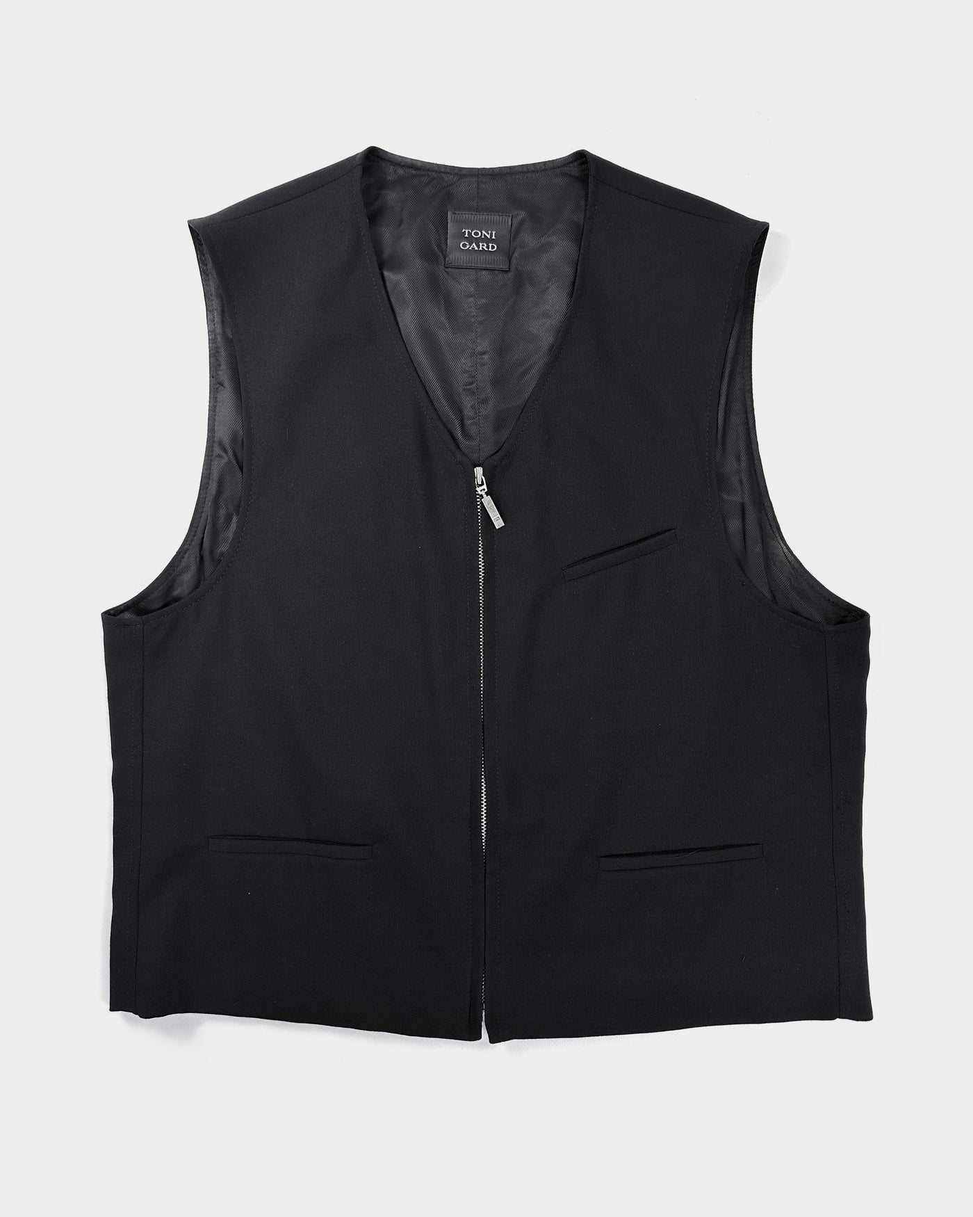 Toni Gard Black Zipped Wool Vest 1990's